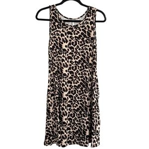 BISHUIGE Leopard Print Tank‎ Dress Casual Sleeveless Midi Dress S Summer Animal